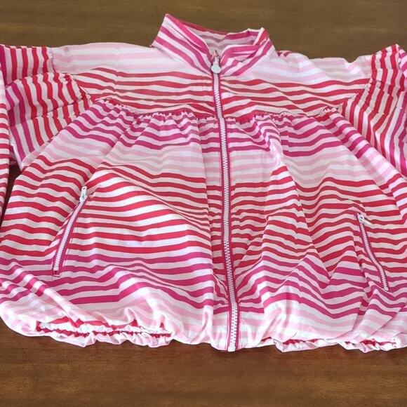 Hunter For Target Girls Windbreaker bubble Jacket Size XL 14-16 Red Pink Striped - Picture 2 of 7